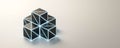 abstract wire mesh cube with blue light technology concet 3d render illustration