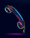 Abstract wired telephone receiver, wired handset from multicolored paints