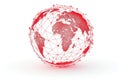 Abstract wireframe globe on a white background, illustrating global connectivity