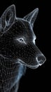 Abstract wireframe illustration of a wolf head profile against a black background Royalty Free Stock Photo
