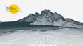 Abstract wireframe mountain background. Modern science or technology art elements. Surface illustration Royalty Free Stock Photo
