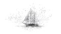 Abstract Wireframe Sailboat Ship Polygon Mesh on White Background Royalty Free Stock Photo