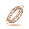 Abstract Wireframe Torus Ring with Ringlet Over White Backdrop Royalty Free Stock Photo