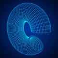 Abstract wireframe torus slice donut. Royalty Free Stock Photo