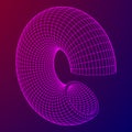 Abstract wireframe torus slice donut. Royalty Free Stock Photo