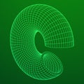 Abstract wireframe torus slice donut. Royalty Free Stock Photo