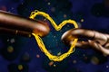 Abstract wiring of a hot coil in the form of a metal chain connected by a heart.