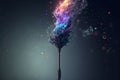Abstract wizard or witch magic wand with colorful cast spell lighting effect glow with Generative AI