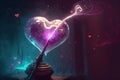 Abstract wizard or witch magic wand with colorful cast spell lighting effect glow with Generative AI