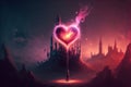 Abstract wizard or witch magic wand with colorful cast spell lighting effect glow with Generative AI