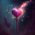 Abstract wizard or witch magic wand with colorful cast spell lighting effect glow with Generative AI