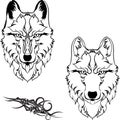 Wolf head tattoo tribal pack set collection Royalty Free Stock Photo