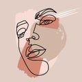 Abstract woman face. Continuous line art drawing. Vector modern poster in contemporary style. Minimalist outline