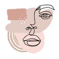 Abstract woman face. Continuous line art drawing. Vector modern poster in contemporary style. Minimalist outline