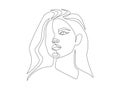 Abstract Woman face one continuous line drawing. Minimalistic abstract female portrait linear simple style for print t