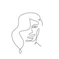 Abstract Woman face one line drawing. Portrait minimalistic style. Continuous line. Minimalism poster art with one line drawing