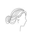 Abstract woman face in profile line art, Continuous one line drawing female illustration single line, Girl portrait long hair