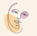 Abstract woman face vector artwork, modern trendy lady portrait art, hand drawn surreal beauty, minimal artistic design, painted