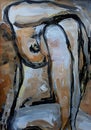 abstract woman in the painting in brown and gray shades. Royalty Free Stock Photo