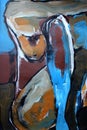 Abstract woman in the painting in brown and gray shades.