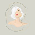 Abstract woman portrait. Cute sensual brunette girl. Vector.Contemporary.