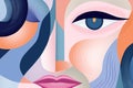 poster woman fashion modern face cubist style portrait abstract graphic cubism. Generative AI.