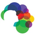 Abstract woman silhouette vector with colorful circle on white background Royalty Free Stock Photo