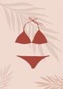 Abstract woman swimwear vector poster. Contemporary art. Beauty fashion female composition in modern style. Summer tropical vibes