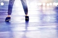 Abstract women exercise on cement floor, colorful and pastel purple style