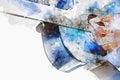 Abstract women playing acoustic guitar watercolor paint. Royalty Free Stock Photo