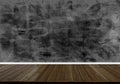 Abstract wood floor texture and printed dark concrete wall texture background Royalty Free Stock Photo