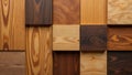 Abstract wooden blocks texture a diverse array of natural wood grains and tones in a geometric pattern. Generative AI Royalty Free Stock Photo