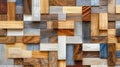 Abstract wooden cubes in 3d stack with rustic texture, creating a unique backdrop