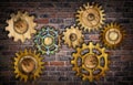 Abstract wooden gear background.