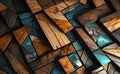 Abstract wooden glossy mosaic wall texture in grunge deco style with geometric shapes, wooden background for design, Royalty Free Stock Photo