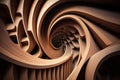 Abstract of wooden pattern, twisted shape, architecture facade details. Generation AI Royalty Free Stock Photo