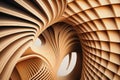 Abstract of wooden pattern, twisted shape, architecture facade details. Generation AI Royalty Free Stock Photo