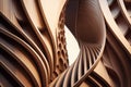 Abstract of wooden pattern, twisted shape, architecture facade details. Generation AI Royalty Free Stock Photo