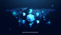 Abstract world blockchain technology cryptocurrency and fintech square cube crypto operations Connect block, data transmission, Royalty Free Stock Photo