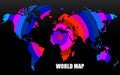Abstract world map of colorful radial stripes