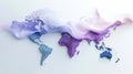 Abstract world map with flowing wave design in purple and blue tones Royalty Free Stock Photo