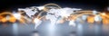Abstract world map illustration with glowing connections and light effects, representing global communication Royalty Free Stock Photo