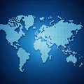 Abstract World Map Made of Blue Pixels on a Gradient Blue Background global earth Royalty Free Stock Photo