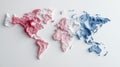 Abstract world map with textured red, white, and blue 3d contours on white Royalty Free Stock Photo