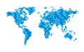 Abstract world map - vector illustration - geometric structure in blue color for presentation, booklet, website and other design