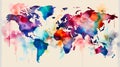Abstract world map. Watercolour background colored continents. Vector pattern illustration Royalty Free Stock Photo
