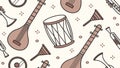 Abstract World Music Instruments Seamless Pattern, Global Rhythm, vector design Generative AI Royalty Free Stock Photo