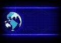 Abstract world technology electronic line blue color background Royalty Free Stock Photo