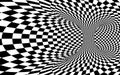 Abstract Wormhole Tunnel. Black and white square optical illusion. Abstract chess illusion background. Vector illustration