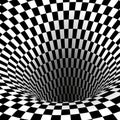 Abstract Wormhole Tunnel. Geometric Square Black and White Optical Illusion. Vector Illustration Royalty Free Stock Photo